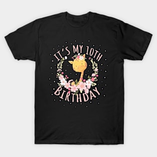 Its My 10Th Birthday Princess 10 Years Old Giraffe Lover T-Shirt